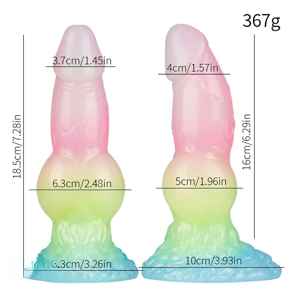 7.28in Dog Knot Silicone Soft Dildo Female Pleasure Sex Toy For Couples