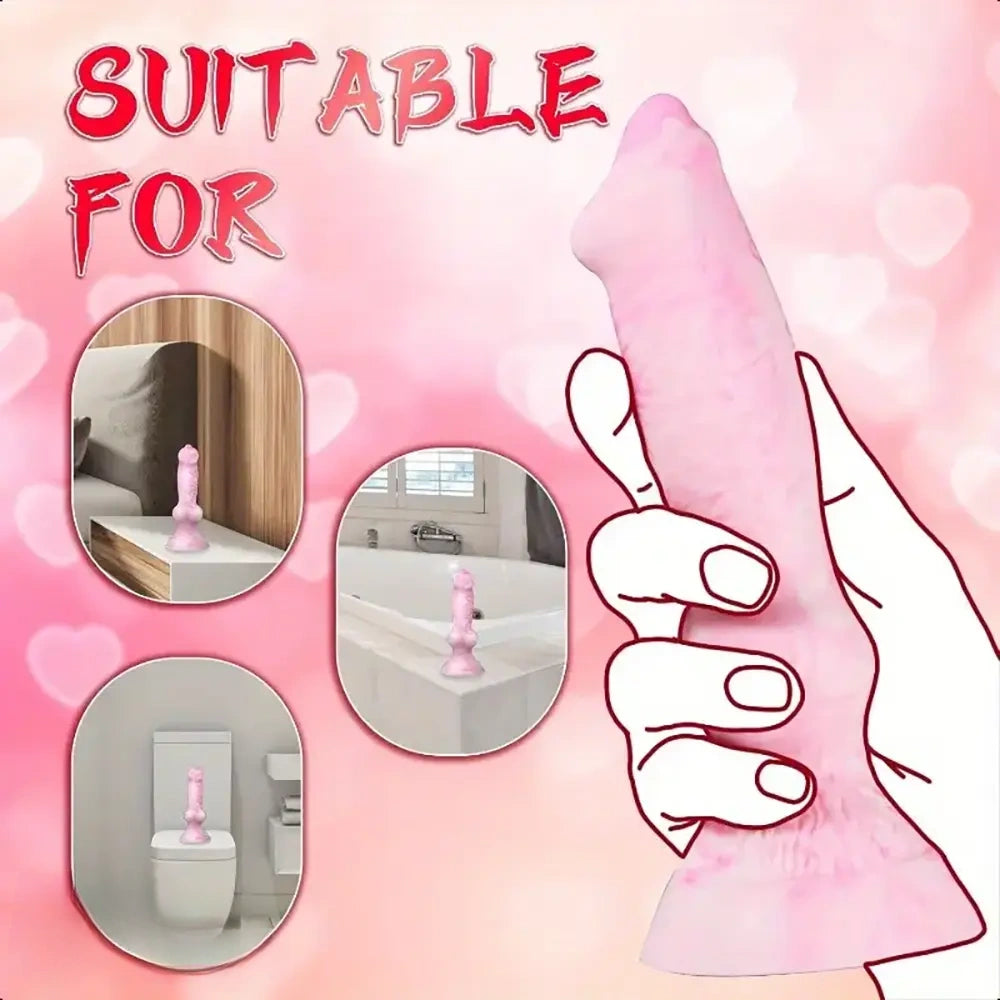 7.28in Dog Knot Women Men Realistic Silicone Animal Fantasy Dildo