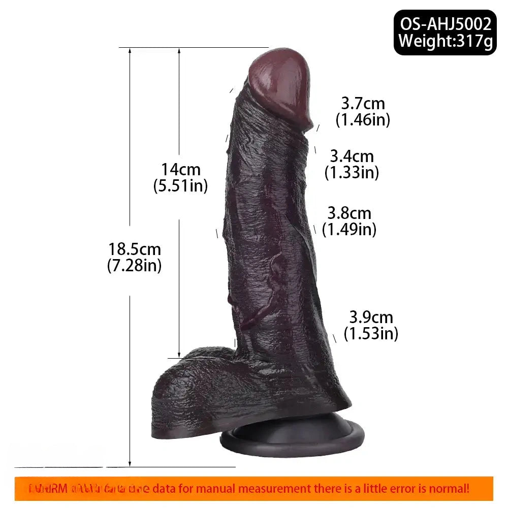 7.28in Dual Density Silicone Soft Real Dildo Unisex Adult Pleasure Toy
