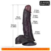 7.28in Dual Density Silicone Soft Real Dildo Unisex Adult Pleasure Toy