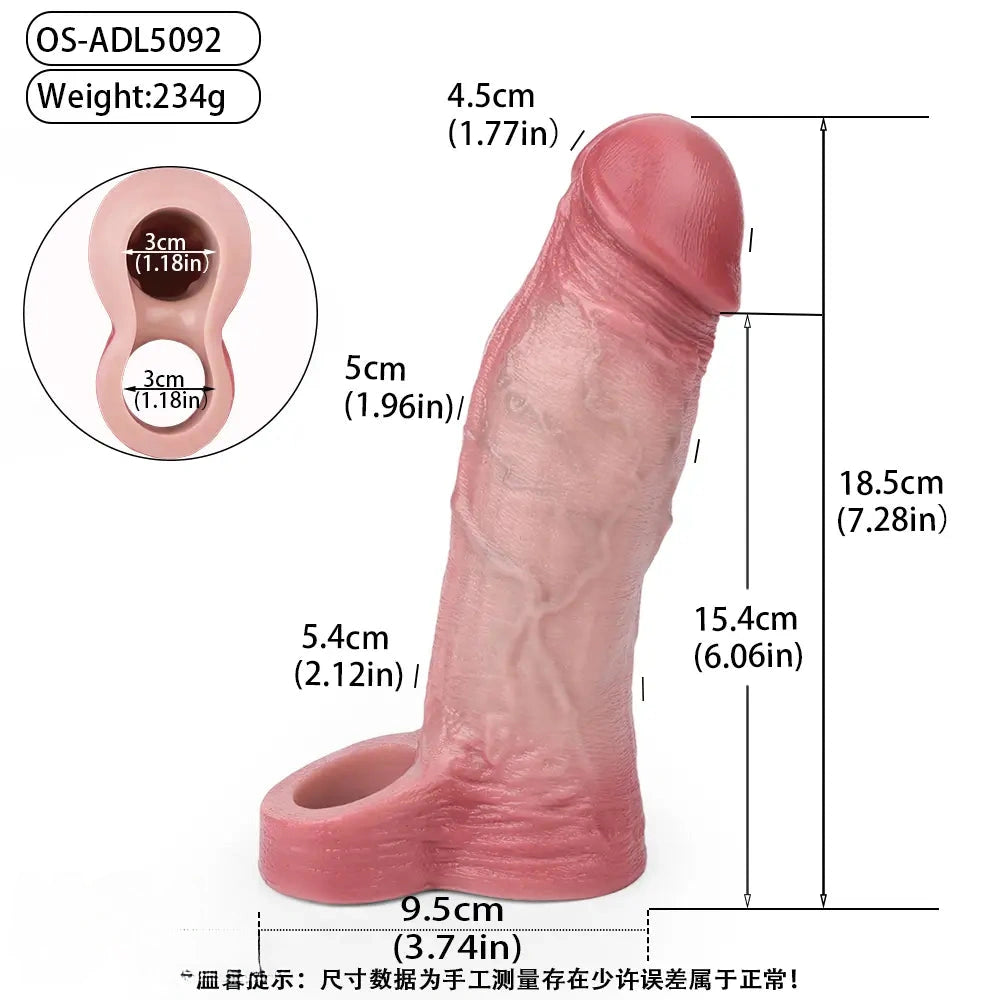 7.28in Flesh Lifelike Male Penis Sleeve Dildo For Prolong Ejaculating Time