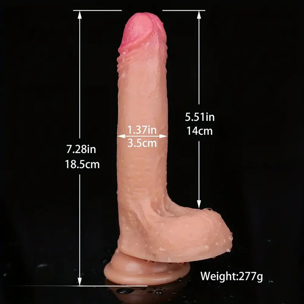 7.28in Flesh Silicone Realistic Dildo Soft Penis With Suction Cup