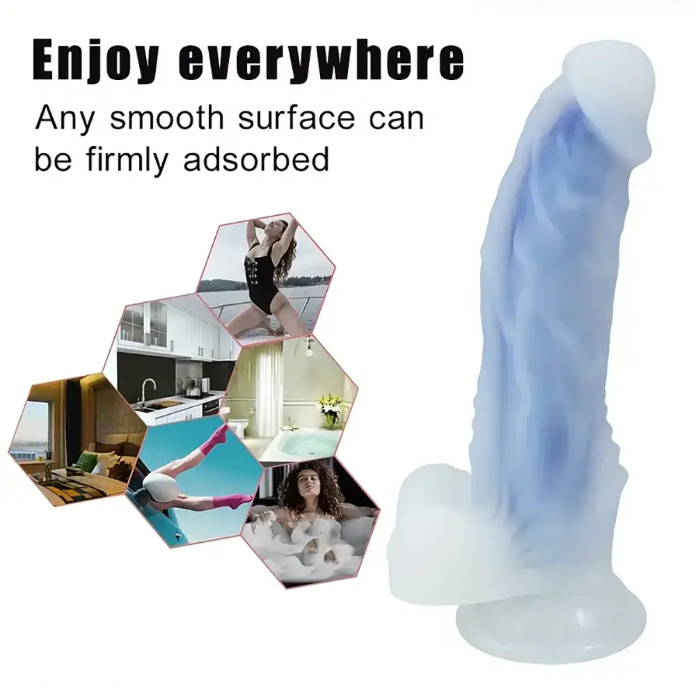 7.28in Fluorescent Glow-in-the-dark Silicone Soft Female Cock Dildo