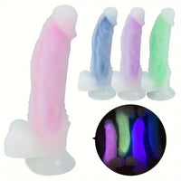 7.28in Fluorescent Glow-in-the-dark Silicone Soft Female Cock Dildo