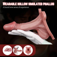7.28in Hollow Strap on Real Dildo Flesh Tone Realistic Design Cock