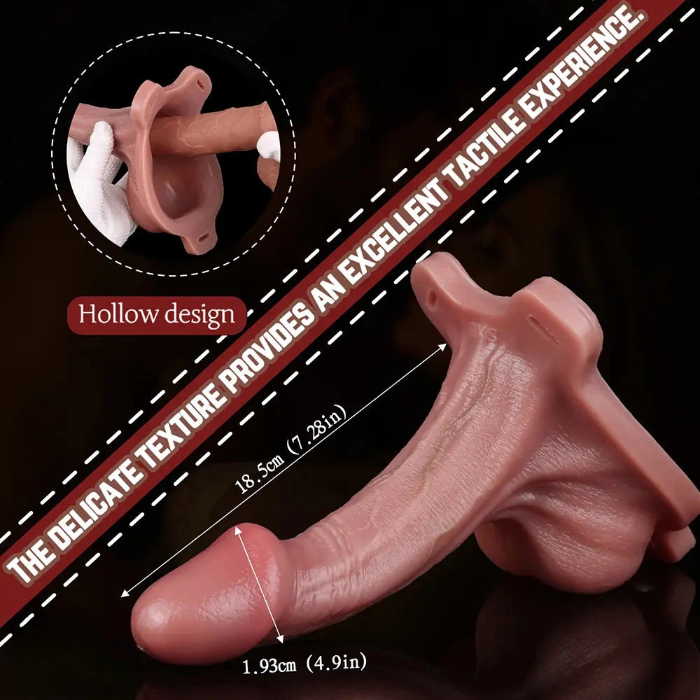 7.28in Hollow Strap on Real Dildo Flesh Tone Realistic Design Cock