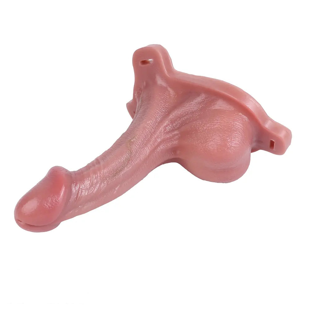 7.28in Hollow Strap on Real Dildo Flesh Tone Realistic Design Cock