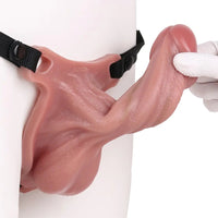 7.28in Hollow Strap on Real Dildo Flesh Tone Realistic Design Cock