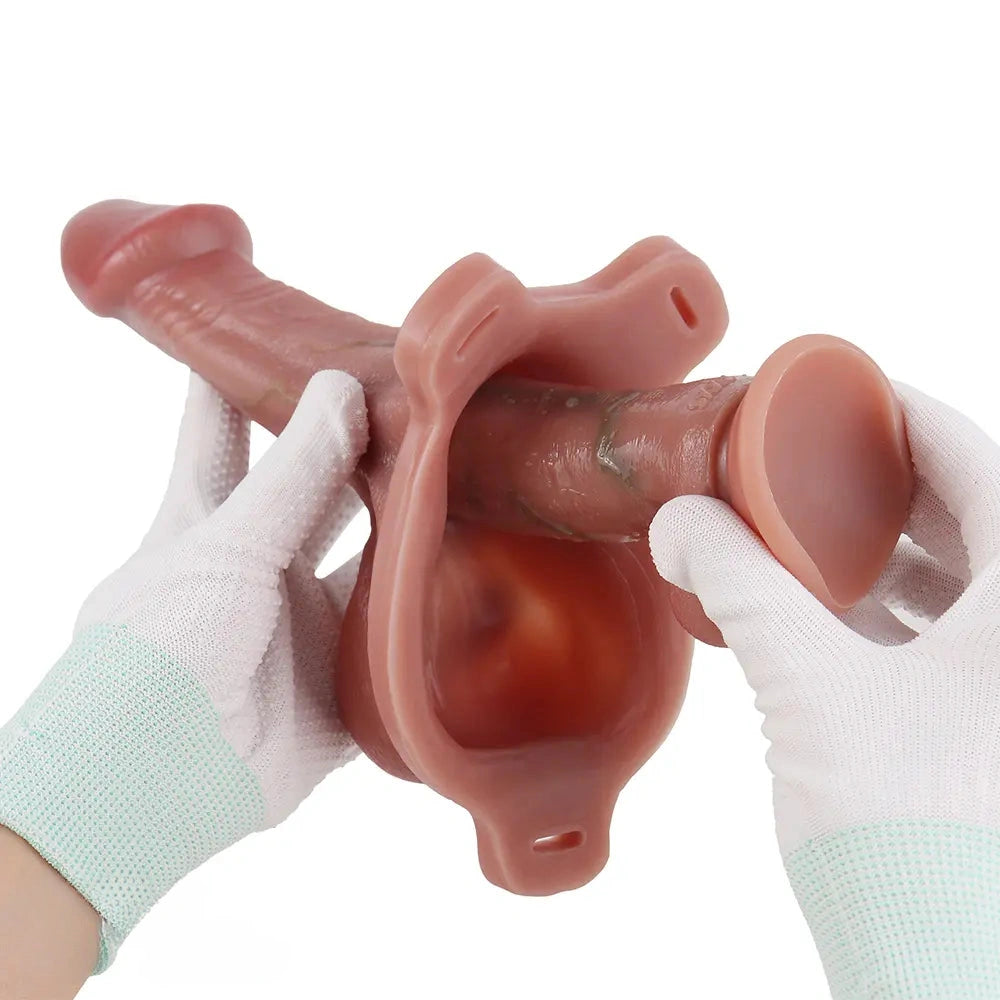 7.28in Hollow Strap on Real Dildo Flesh Tone Realistic Design Cock