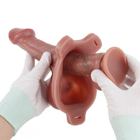 7.28in Hollow Strap on Real Dildo Flesh Tone Realistic Design Cock