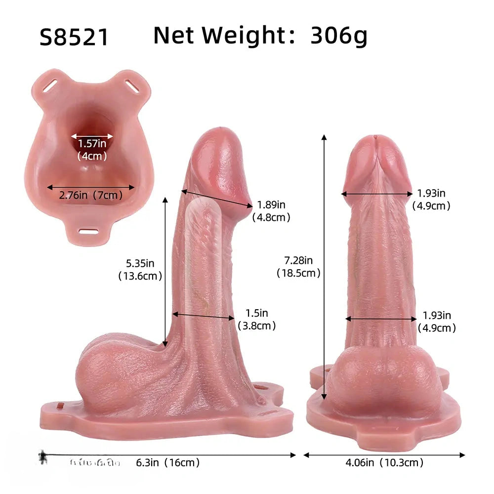 7.28in Hollow Strap on Real Dildo Flesh Tone Realistic Design Cock
