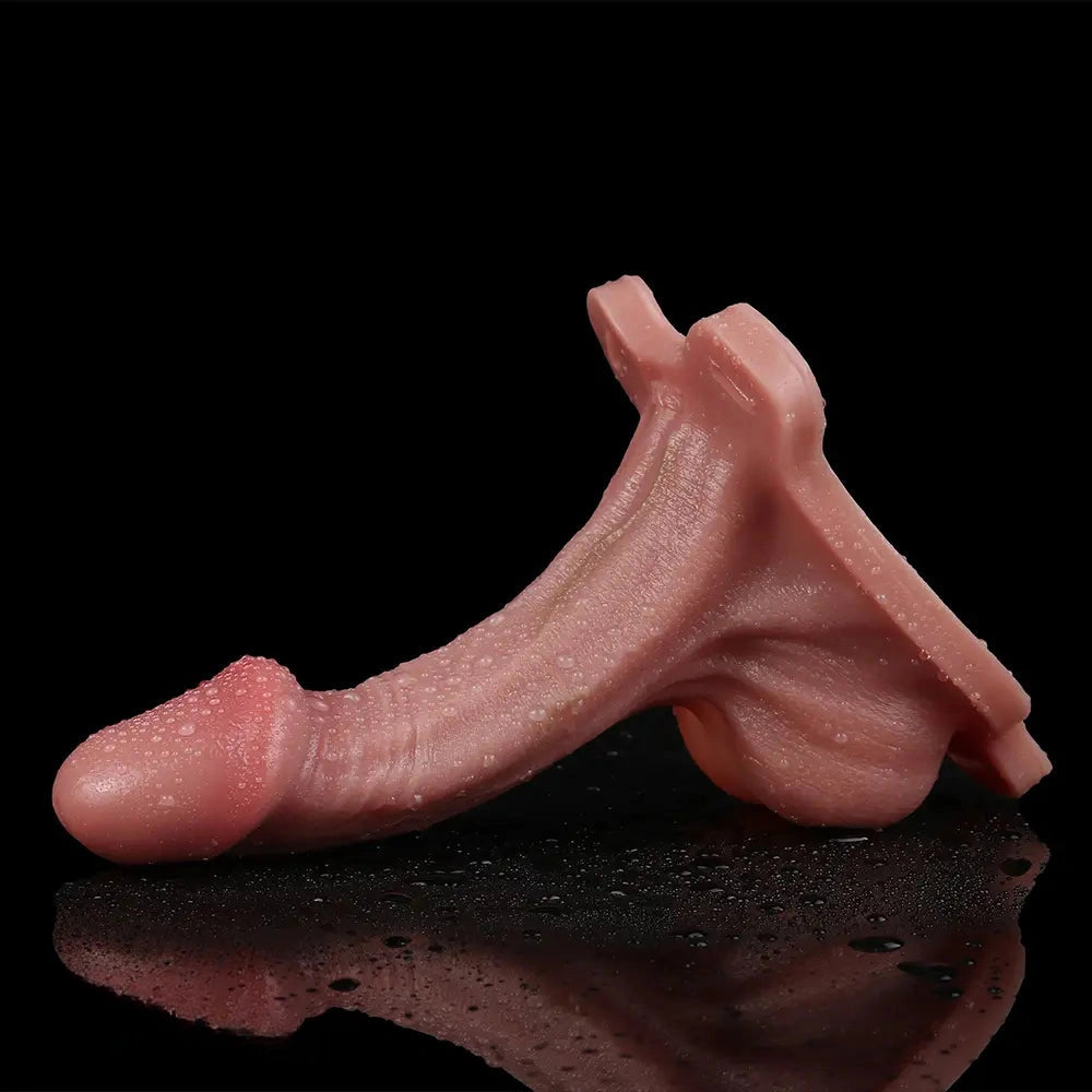 7.28in Hollow Strap on Real Dildo Flesh Tone Realistic Design Cock