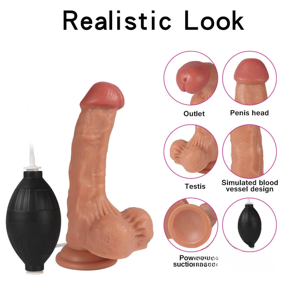 7.28in Lifelike Stimulating Blood Vessel Ejaculating Dildo With Sucker