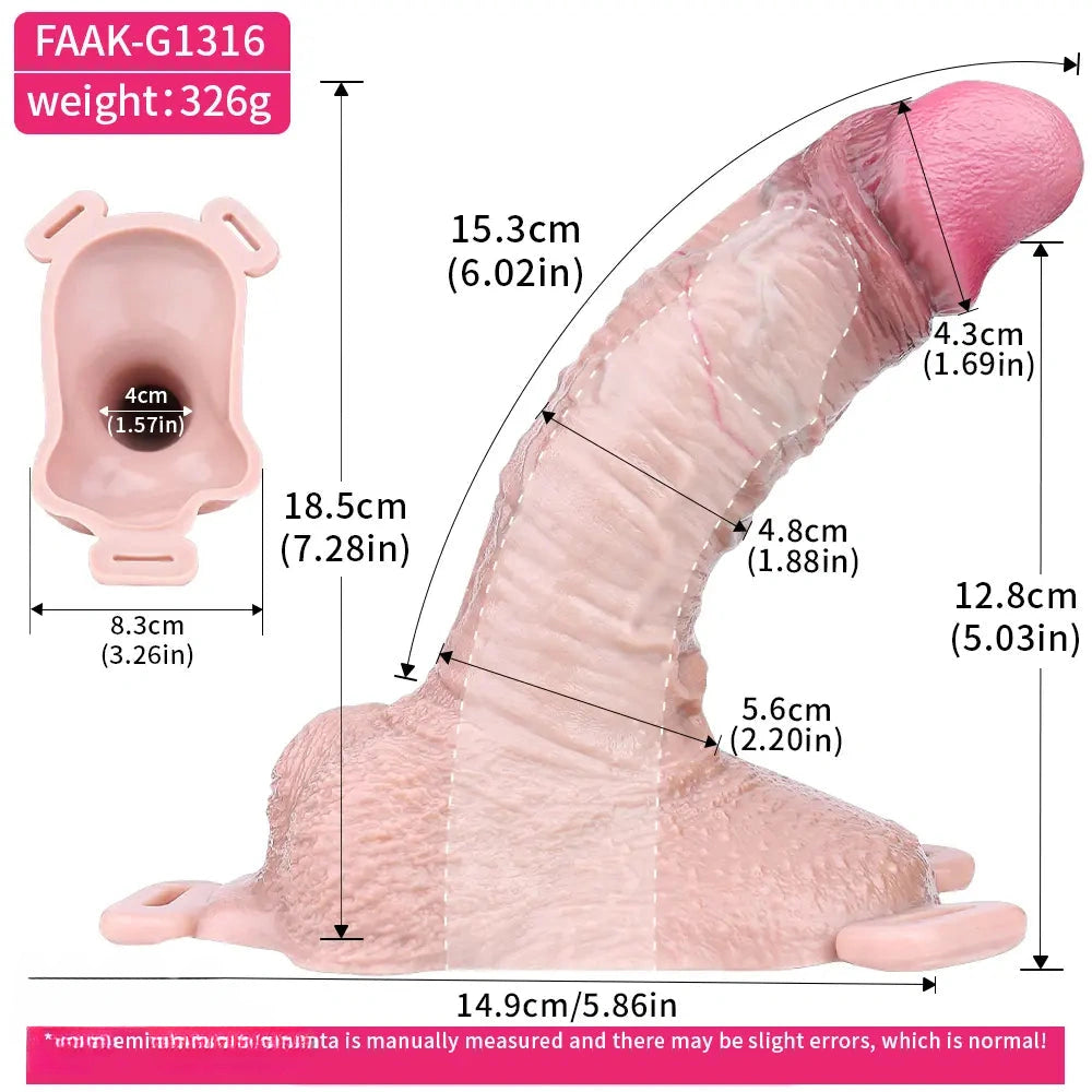7.28in Lifelike Strap on Penis Extender Cock Sleeve Dildo For Vaginal G-Spot
