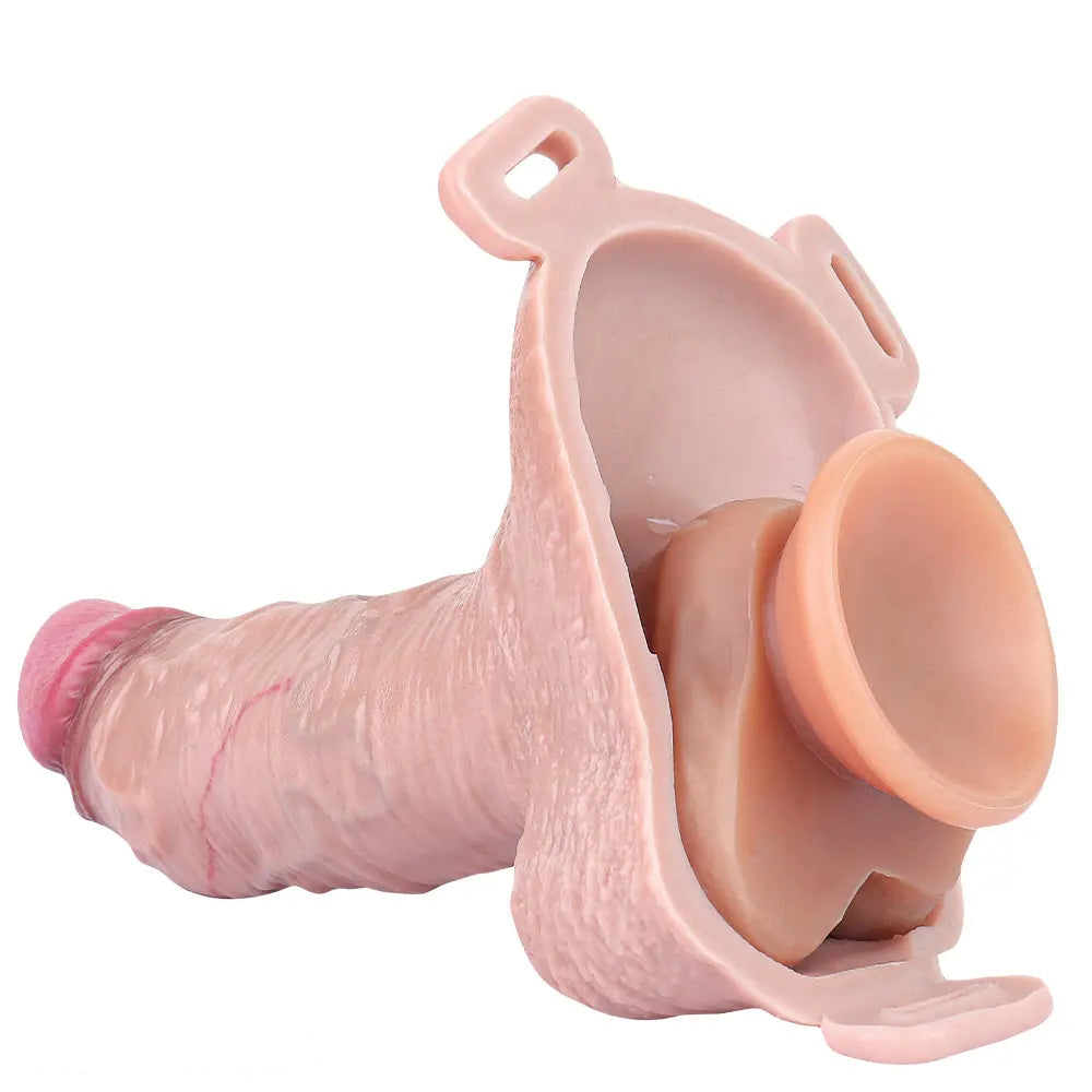 7.28in Lifelike Strap on Penis Extender Cock Sleeve Dildo For Vaginal G-Spot