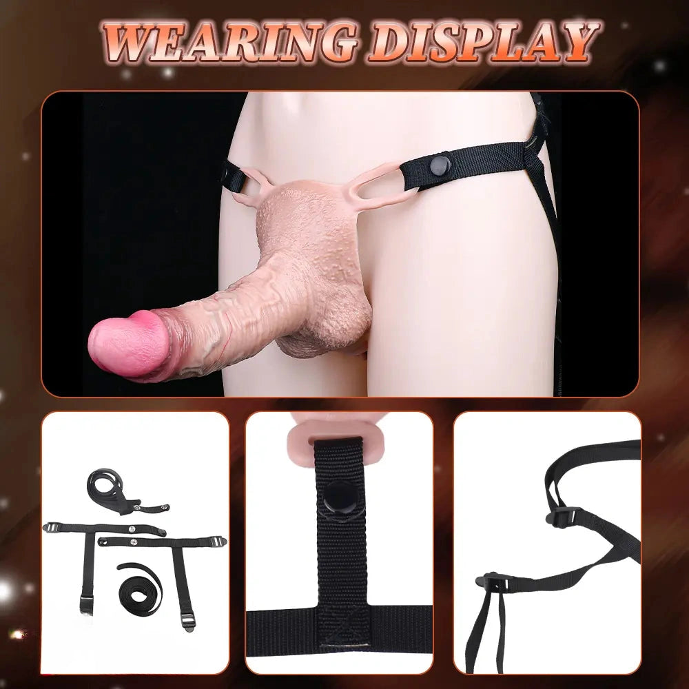 7.28in Lifelike Strap on Penis Extender Cock Sleeve Dildo For Vaginal G-Spot