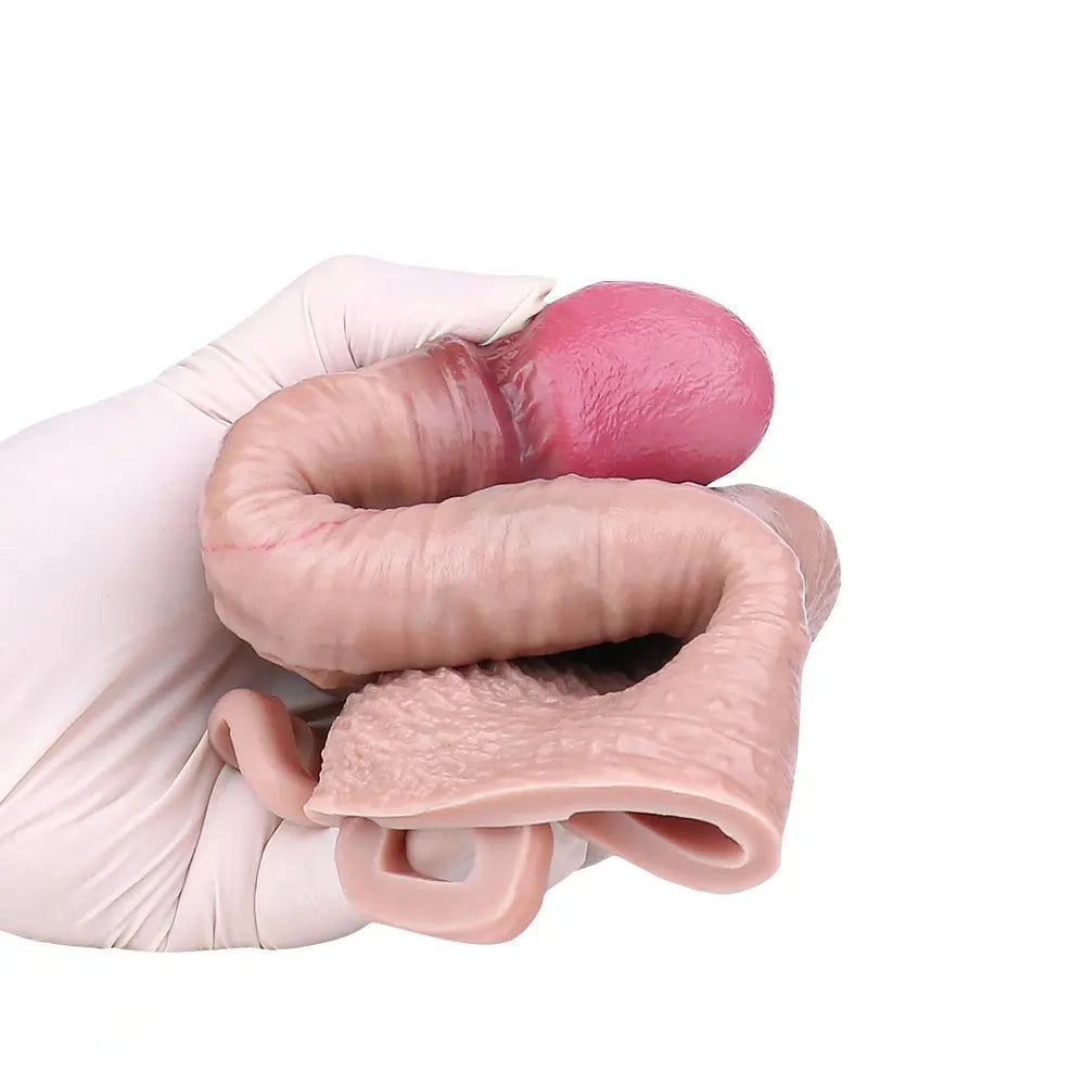 7.28in Lifelike Strap on Penis Extender Cock Sleeve Dildo For Vaginal G-Spot