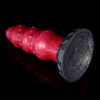 7.28in Liquid Silicone Fantasy Thread Convex Spiked Soft Thick Dildo