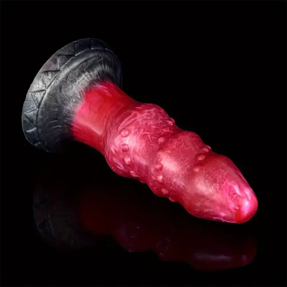 7.28in Liquid Silicone Fantasy Thread Convex Spiked Soft Thick Dildo