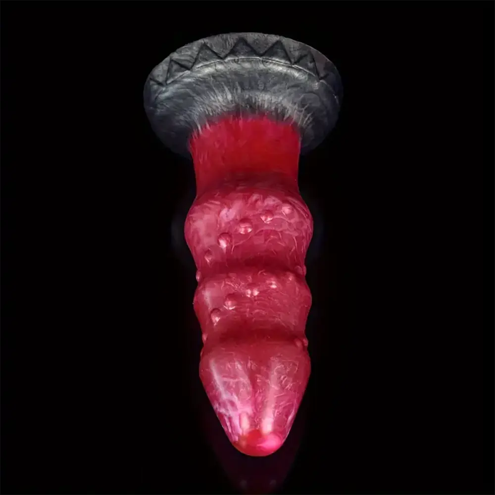 7.28in Liquid Silicone Fantasy Thread Convex Spiked Soft Thick Dildo