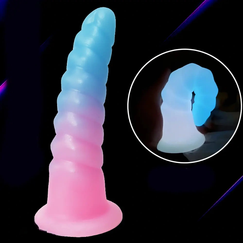 7.28in Luminous Soft Silicone Fantasy Dildo Silicone Dick For Anal Sex