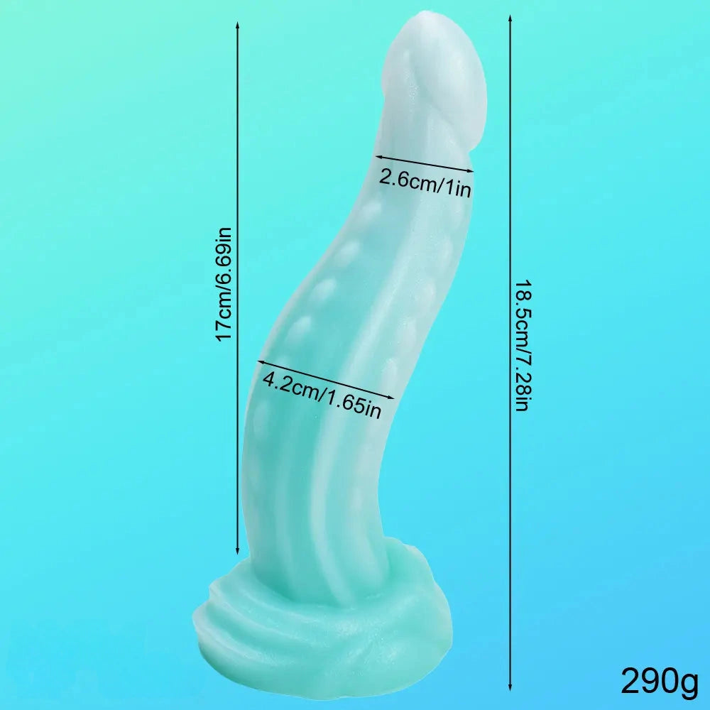 7.28in Luminous Tentacle Silicone Soft Dildo For Women Men Fucking