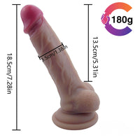 7.28in Male Penis Dildo For Female Vagina Masturbation With Sucker