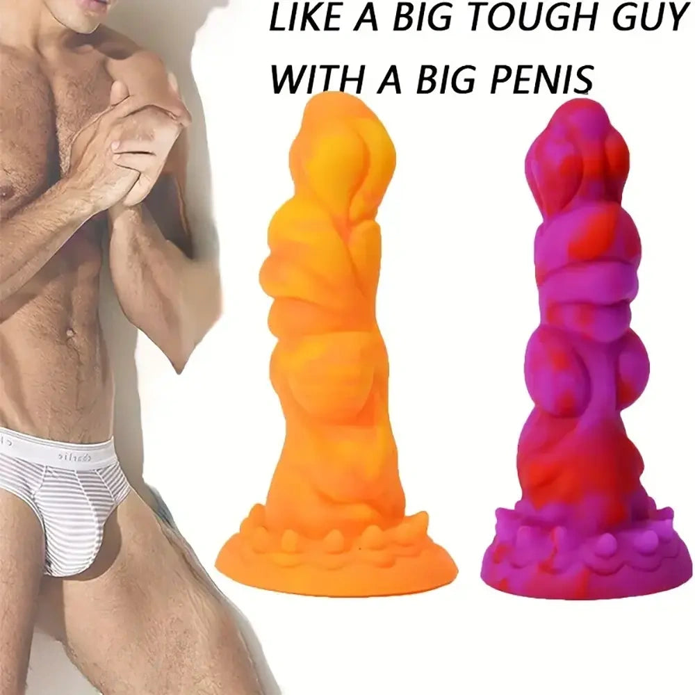7.28in Monster Design Silicone Anal Dildo Irregular Shape Adult Sex Toy
