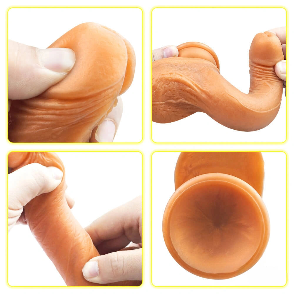 7.28in Real Touching Feeling Soft Gold Dildo For Female Masturbation