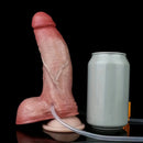 7.28in Realistic Inflatable Water Spraying Liquid Silicone Light Beige Dildo