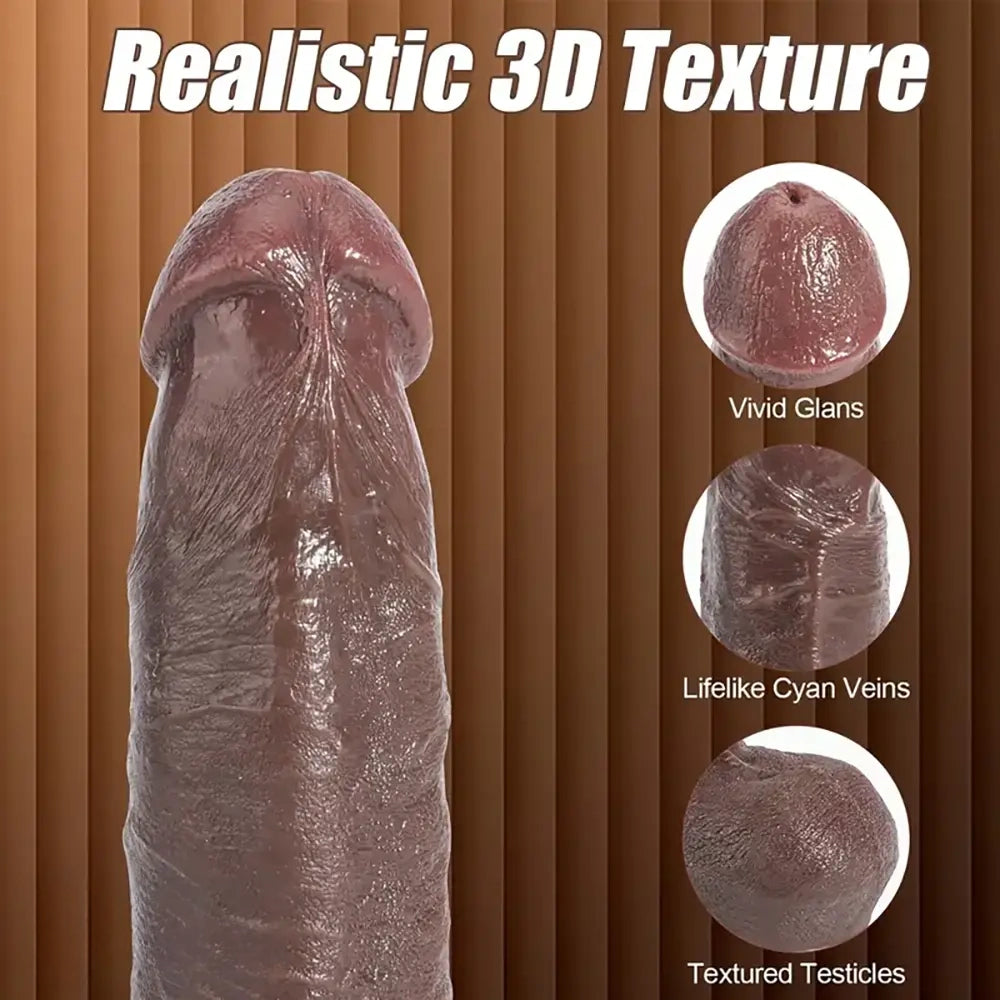 7.28in Realistic Silicone Lifelike 3D Texture Dildo For Beginners Use