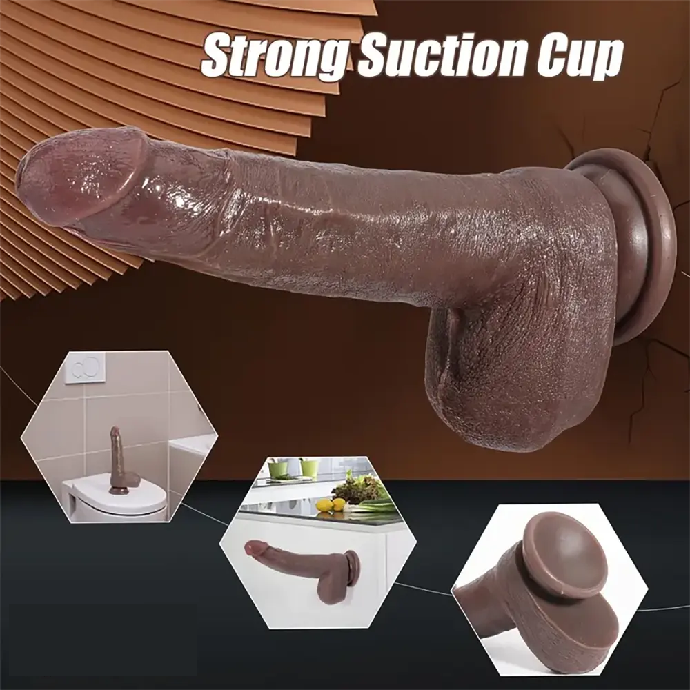 7.28in Realistic Silicone Lifelike 3D Texture Dildo For Beginners Use