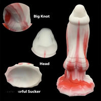 7.28in Red White Dolphin Liquid Silicone Waterproof Flexible Knot Fantasy Dildo