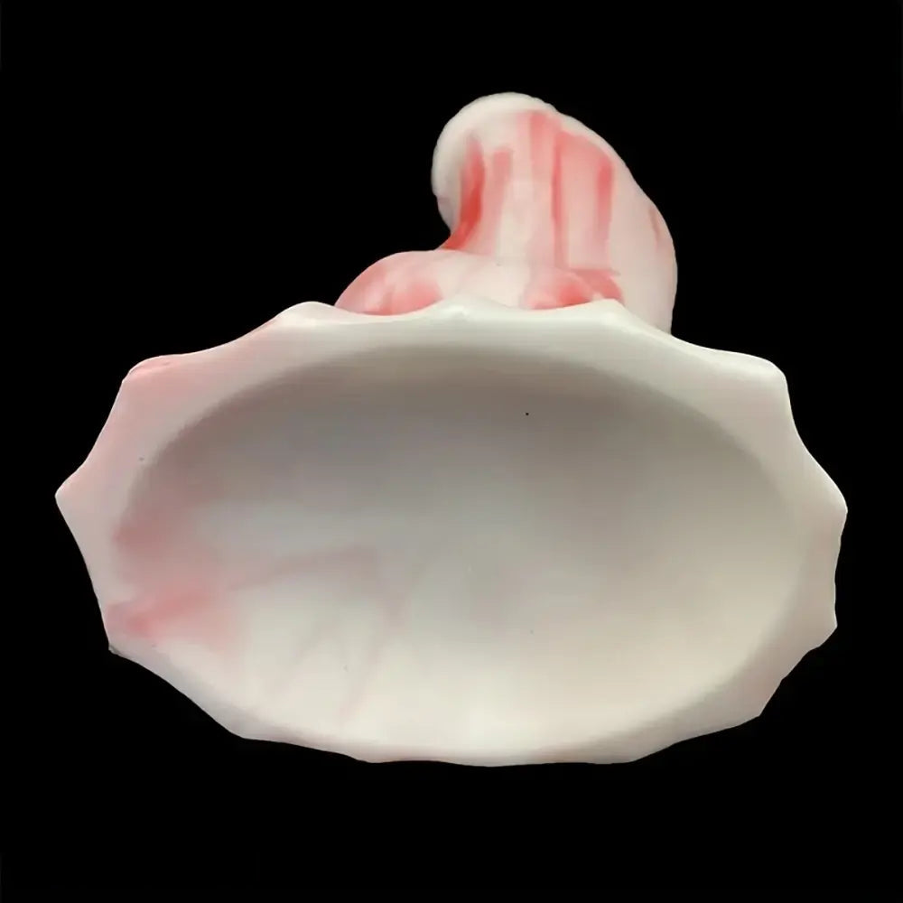 7.28in Red White Dolphin Liquid Silicone Waterproof Flexible Knot Fantasy Dildo