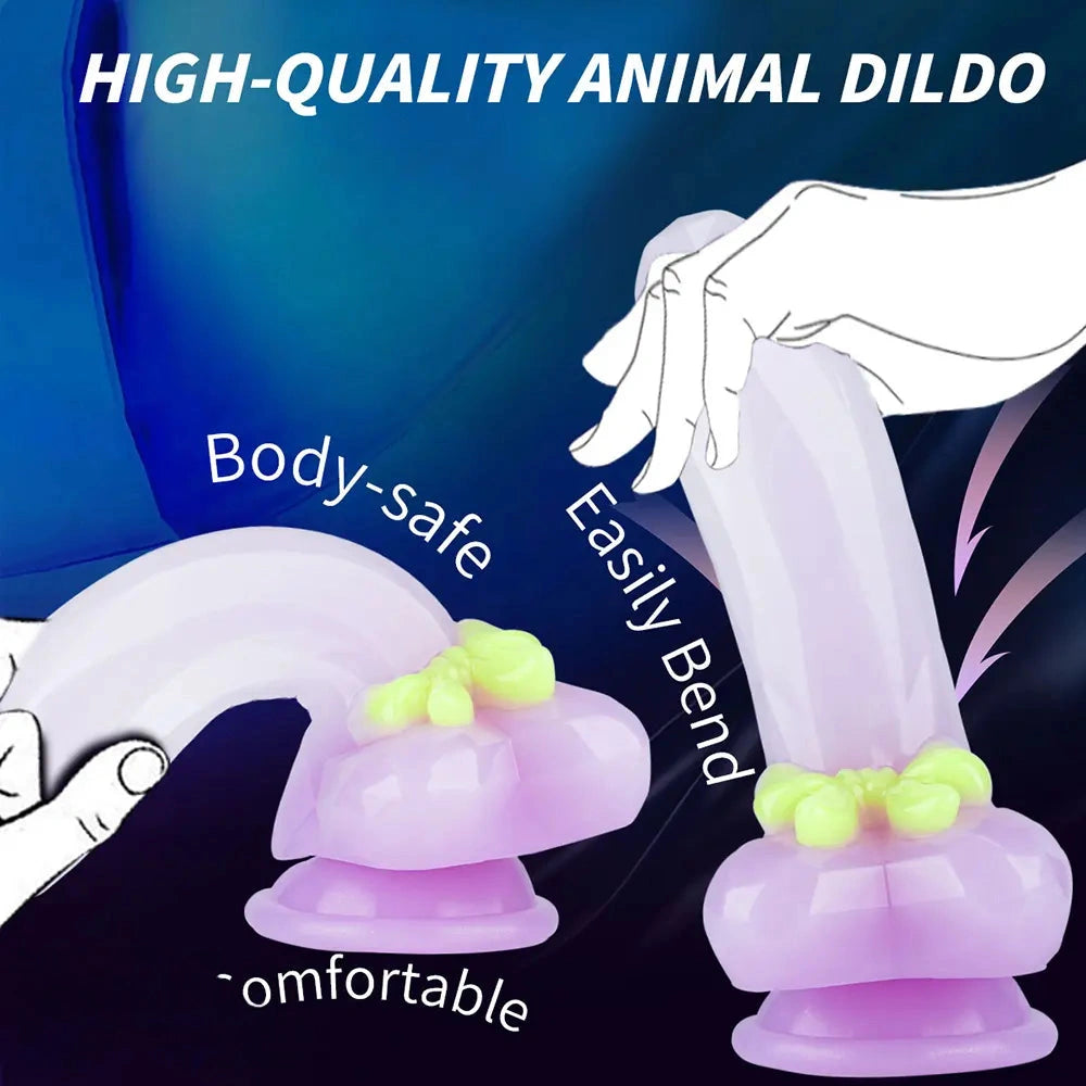 7.28in Silicone Fantasy Soft Dildo Hand-Free Adult Sex Toy For Women