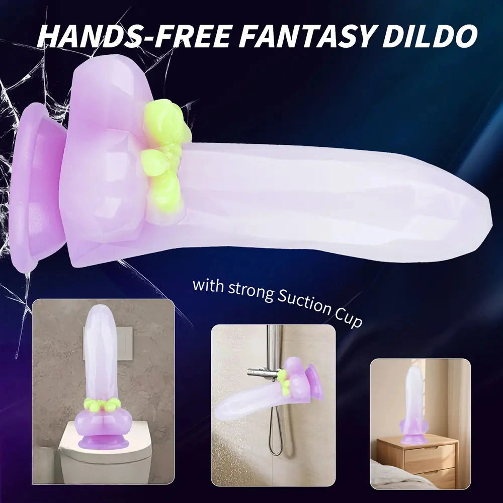7.28in Silicone Fantasy Soft Dildo Hand-Free Adult Sex Toy For Women