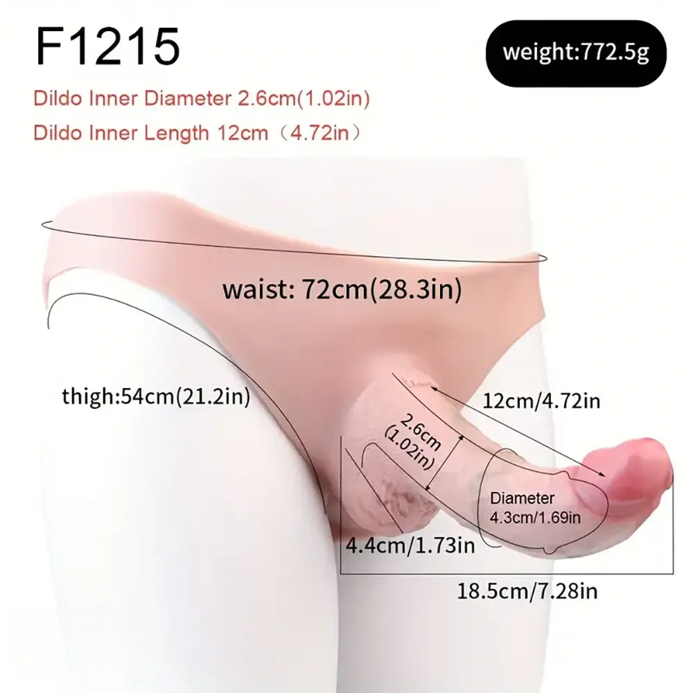 7.28in Silicone Ultra Elastic Harness Strap-On Dildo Panties Dildo