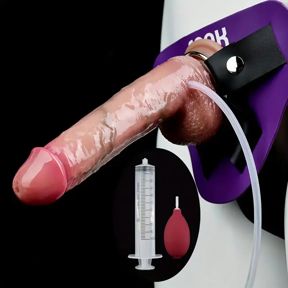 7.28in Soft Real Skin Silicone G Spot Squirting Strapon Dildo For Women