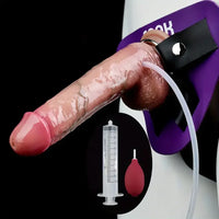 7.28in Soft Real Skin Silicone G Spot Squirting Strapon Dildo For Women