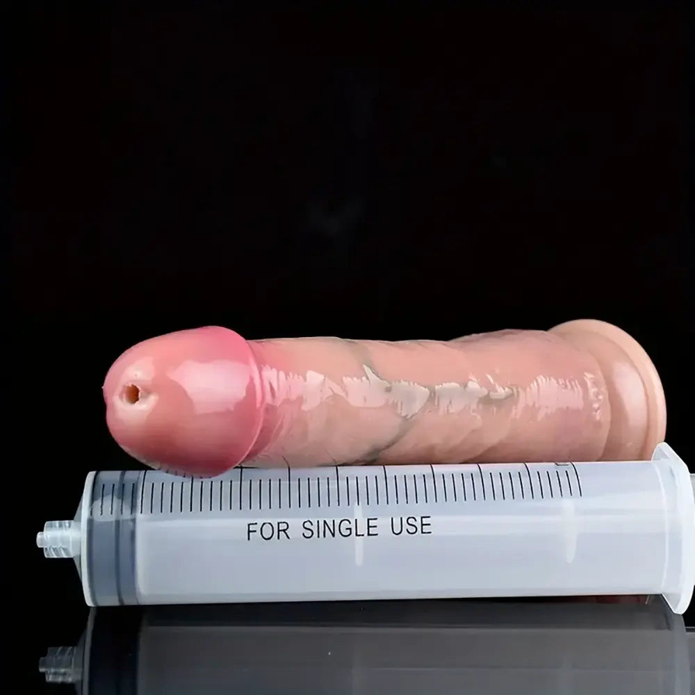 7.28in Soft Real Skin Silicone G Spot Squirting Strapon Dildo For Women