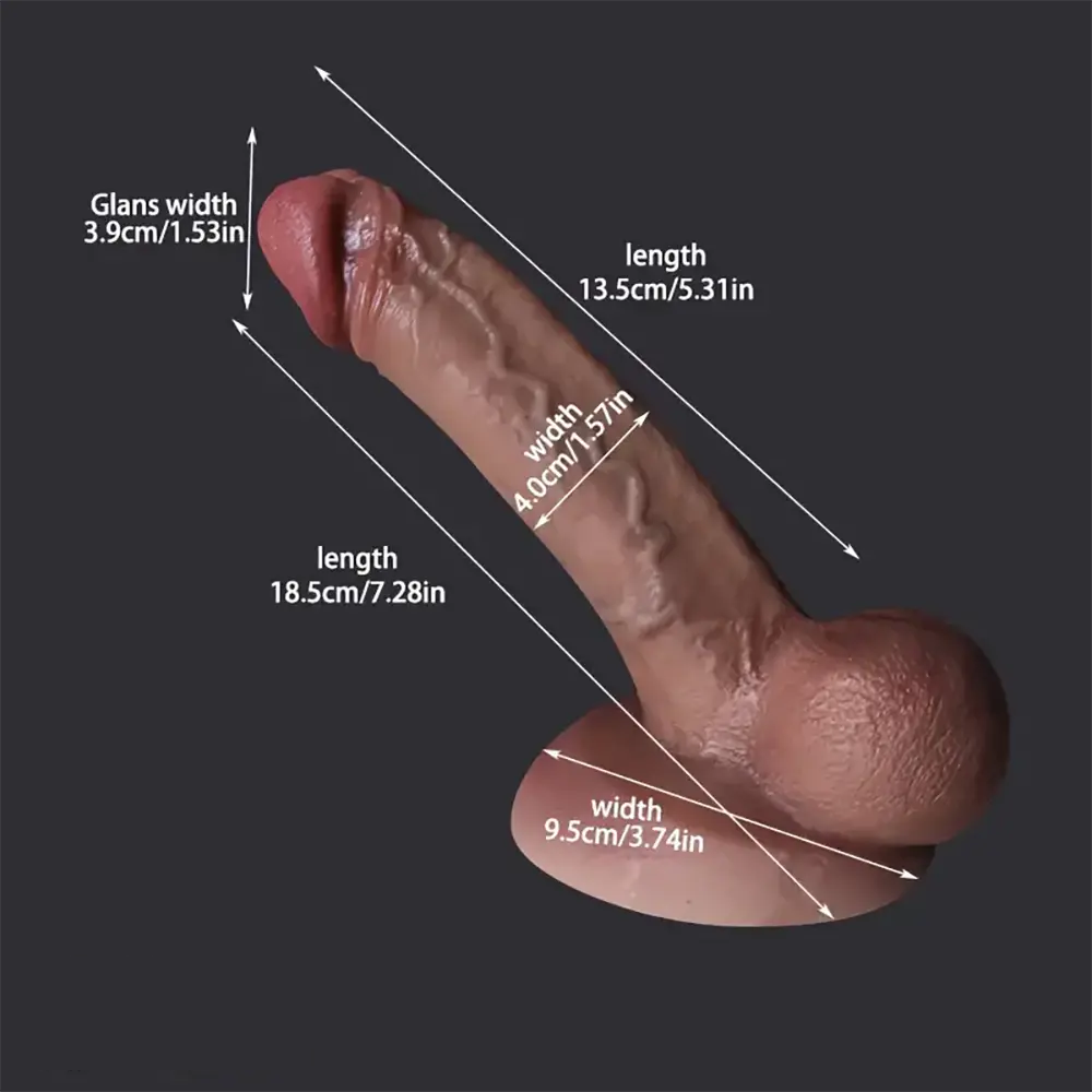 7.28in Soft Silicone Real Dildo Masturbator Penis Masturbation Sex Toy