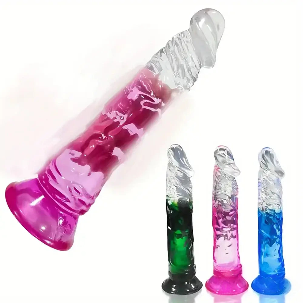 7.28in Soft TPE Clear Real Dildo For G-Spot Clitoris Stimulation Toy