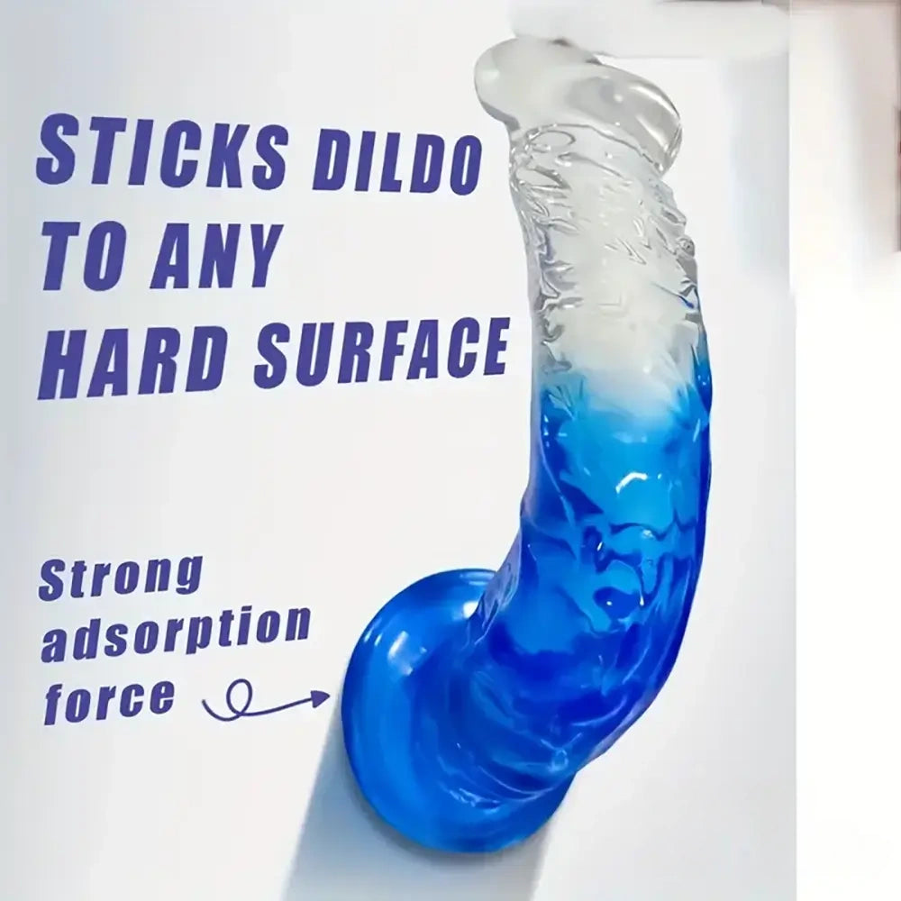 7.28in Soft TPE Clear Real Dildo For G-Spot Clitoris Stimulation Toy