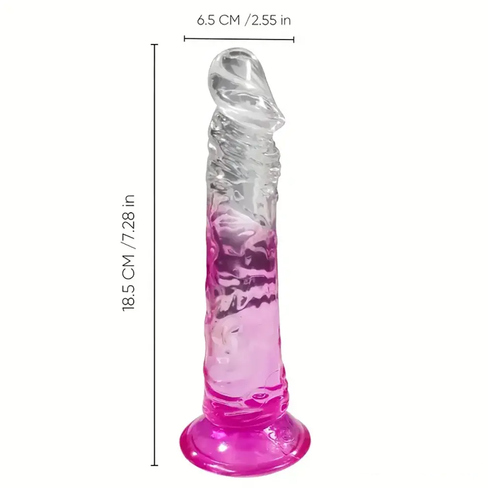 7.28in Soft TPE Clear Real Dildo For G-Spot Clitoris Stimulation Toy