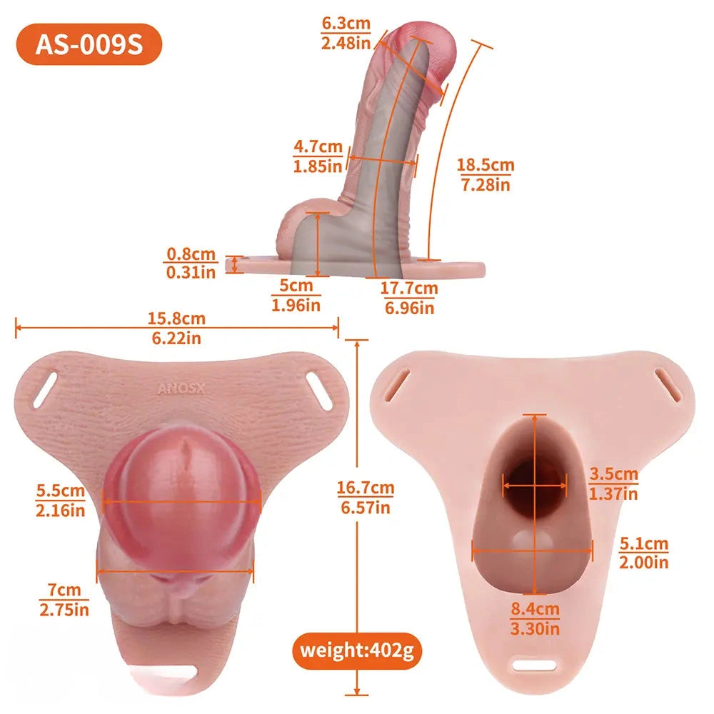 7.28in Strap on Hollow Soft Silicone Cock Cage Dildo For Chastity Cock
