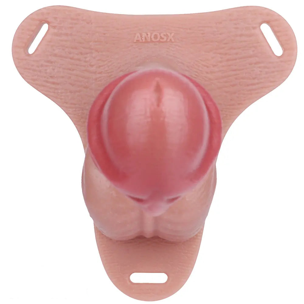 7.28in Strap on Hollow Soft Silicone Cock Cage Dildo For Chastity Cock