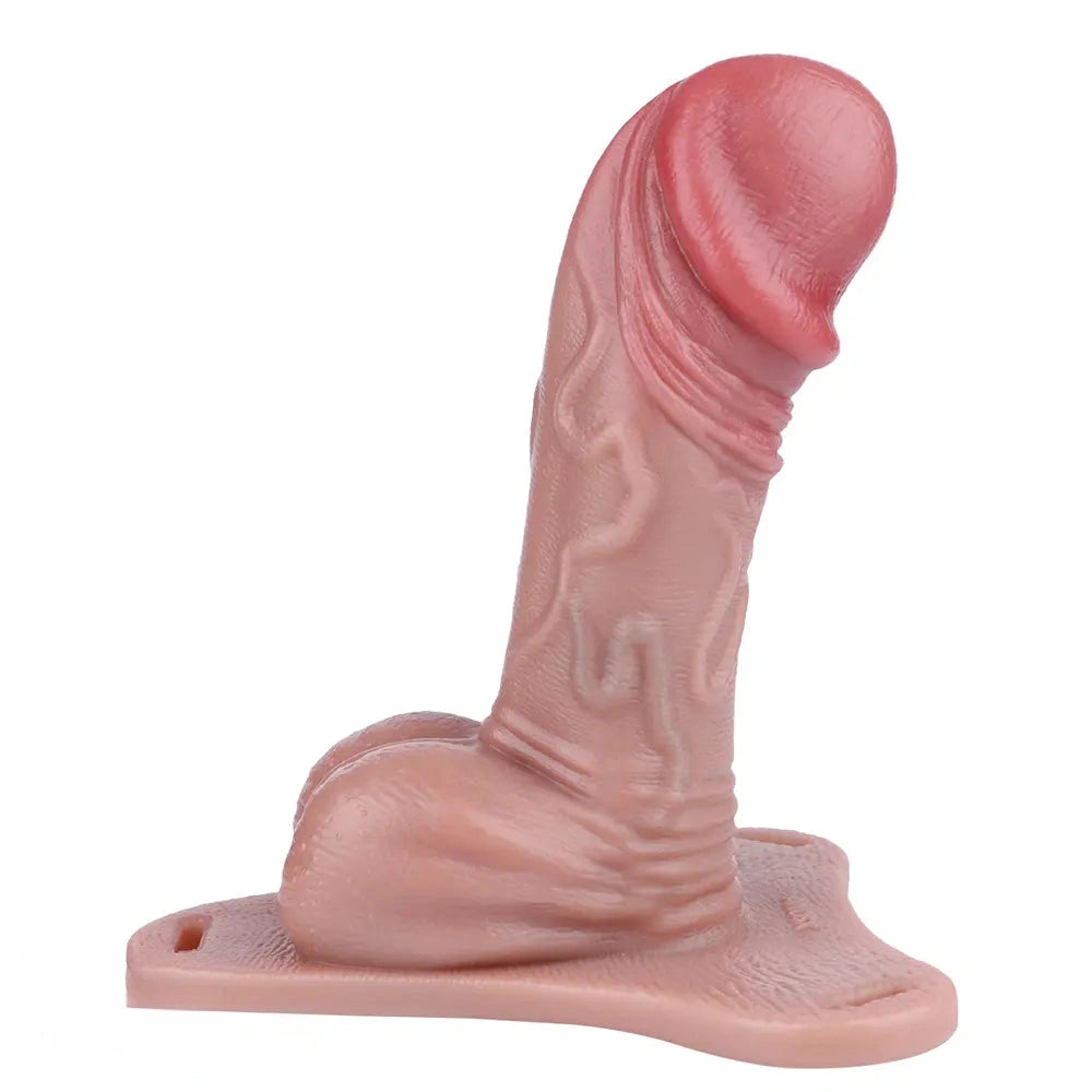 7.28in Strap on Hollow Soft Silicone Cock Cage Dildo For Chastity Cock