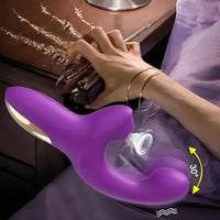 7.28in Triple Rabbit Sucking Buckle Vibrating Electric Anal Vagina Dildo