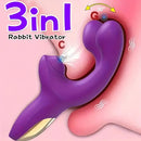 7.28in Triple Rabbit Sucking Buckle Vibrating Electric Anal Vagina Dildo