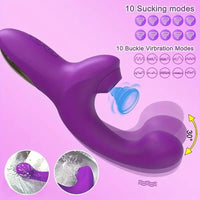 7.28in Triple Rabbit Sucking Buckle Vibrating Electric Anal Vagina Dildo